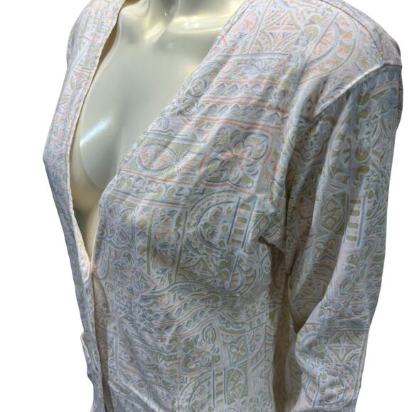 90s Jennifer Reed Abstract Ethnic Print Cotton Cardigan Boho Oversized Fit Small - Picture 9 of 10
